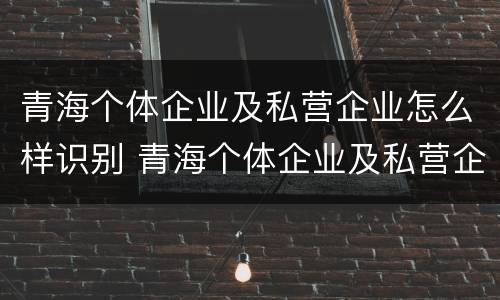 青海个体企业及私营企业怎么样识别 青海个体企业及私营企业怎么样识别真假