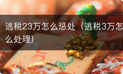 逃税23万怎么惩处（逃税3万怎么处理）