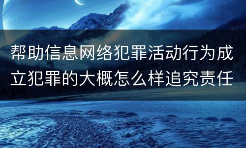 帮助信息网络犯罪活动行为成立犯罪的大概怎么样追究责任