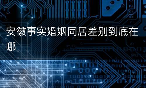 安徽事实婚姻同居差别到底在哪