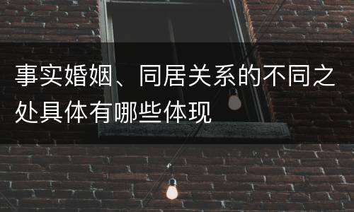 事实婚姻、同居关系的不同之处具体有哪些体现