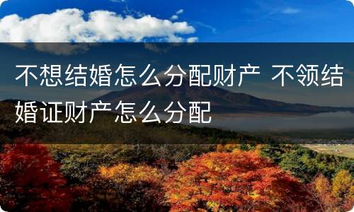 不想结婚怎么分配财产 不领结婚证财产怎么分配