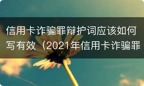信用卡诈骗罪辩护词应该如何写有效（2021年信用卡诈骗罪怎么认定）