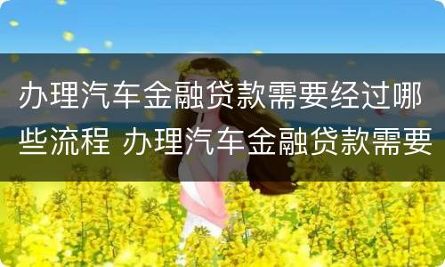 办理汽车金融贷款需要经过哪些流程 办理汽车金融贷款需要经过哪些流程和手续
