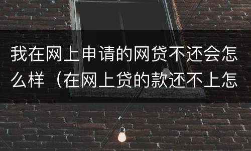 我在网上申请的网贷不还会怎么样（在网上贷的款还不上怎么办）