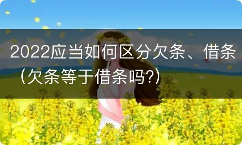 2022应当如何区分欠条、借条（欠条等于借条吗?）