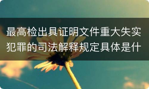 最高检出具证明文件重大失实犯罪的司法解释规定具体是什么