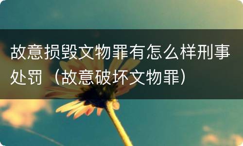 故意损毁文物罪有怎么样刑事处罚（故意破坏文物罪）