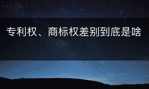 专利权、商标权差别到底是啥