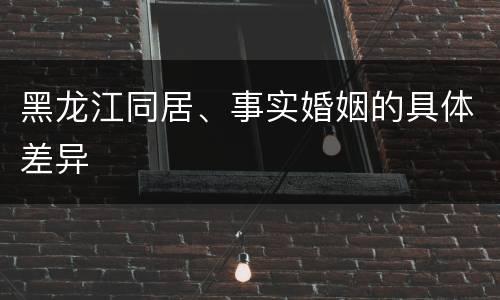 黑龙江同居、事实婚姻的具体差异