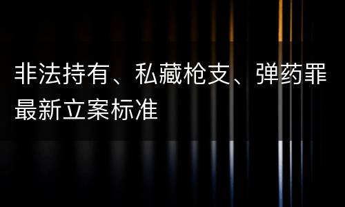 非法持有、私藏枪支、弹药罪最新立案标准