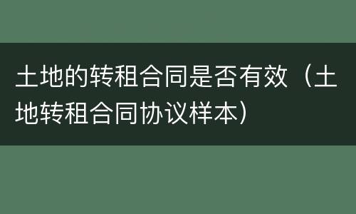 土地的转租合同是否有效（土地转租合同协议样本）