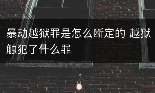暴动越狱罪是怎么断定的 越狱触犯了什么罪