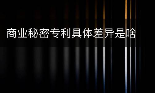 商业秘密专利具体差异是啥