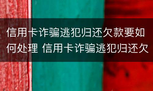 信用卡诈骗逃犯归还欠款要如何处理 信用卡诈骗逃犯归还欠款要如何处理好