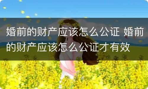 婚前的财产应该怎么公证 婚前的财产应该怎么公证才有效