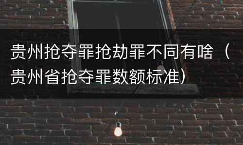 贵州抢夺罪抢劫罪不同有啥（贵州省抢夺罪数额标准）