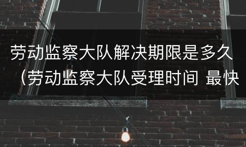 劳动监察大队解决期限是多久（劳动监察大队受理时间 最快多久会处理）