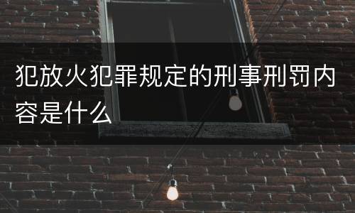 犯放火犯罪规定的刑事刑罚内容是什么