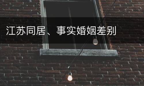 江苏同居、事实婚姻差别