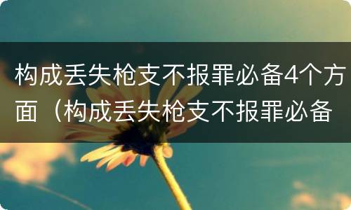 构成丢失枪支不报罪必备4个方面（构成丢失枪支不报罪必备4个方面的内容）