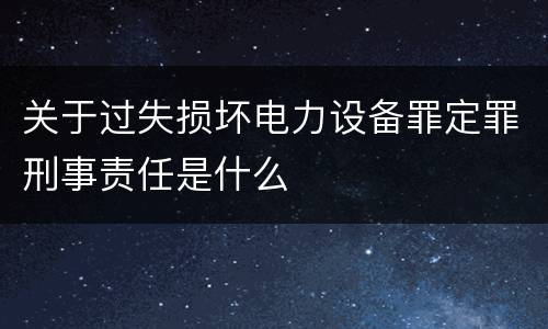 关于过失损坏电力设备罪定罪刑事责任是什么