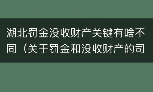 湖北罚金没收财产关键有啥不同（关于罚金和没收财产的司法解释）