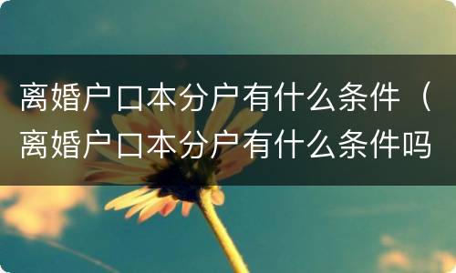 离婚户口本分户有什么条件（离婚户口本分户有什么条件吗）