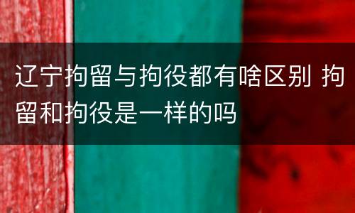 辽宁拘留与拘役都有啥区别 拘留和拘役是一样的吗