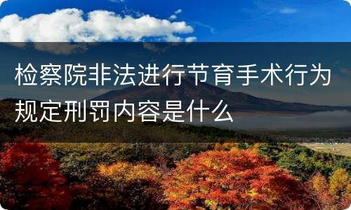 检察院非法进行节育手术行为规定刑罚内容是什么