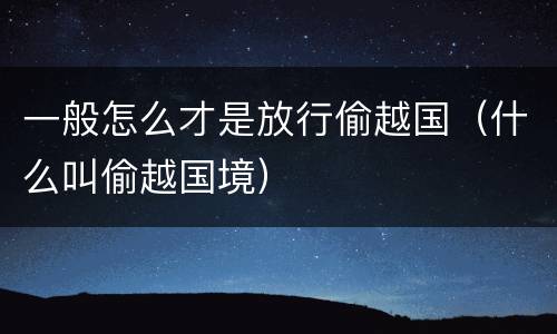 一般怎么才是放行偷越国（什么叫偷越国境）