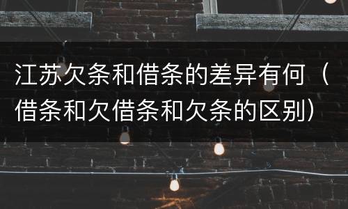 江苏欠条和借条的差异有何（借条和欠借条和欠条的区别）