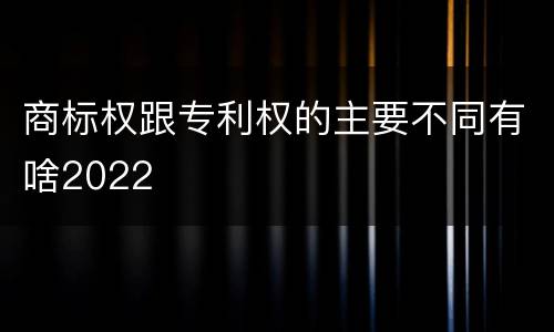 商标权跟专利权的主要不同有啥2022