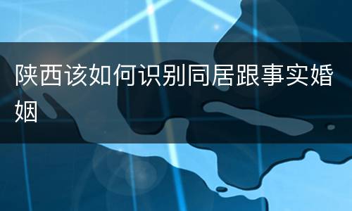 陕西该如何识别同居跟事实婚姻