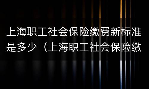上海职工社会保险缴费新标准是多少（上海职工社会保险缴费新标准是多少钱一个月）
