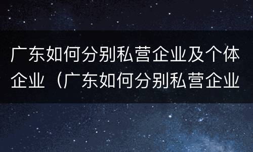 广东如何分别私营企业及个体企业(广东如何分别私营企业及个体企业呢)