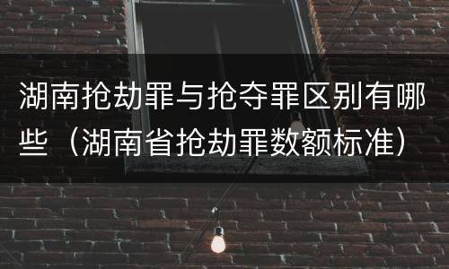 湖南抢劫罪与抢夺罪区别有哪些（湖南省抢劫罪数额标准）