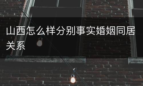 山西怎么样分别事实婚姻同居关系