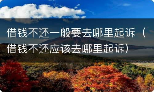 借钱不还一般要去哪里起诉（借钱不还应该去哪里起诉）