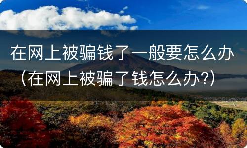 在网上被骗钱了一般要怎么办（在网上被骗了钱怎么办?）