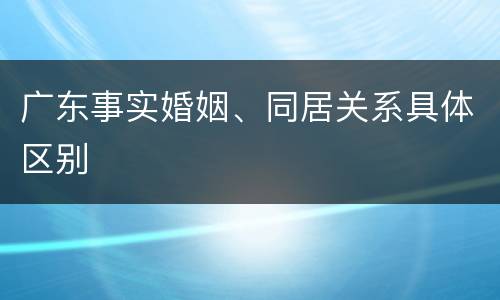 广东事实婚姻、同居关系具体区别