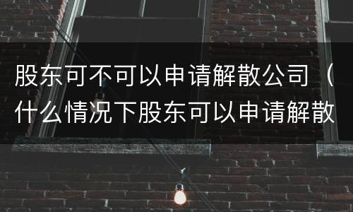 股东可不可以申请解散公司（什么情况下股东可以申请解散公司）