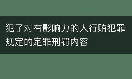 犯了对有影响力的人行贿犯罪规定的定罪刑罚内容