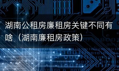 湖南公租房廉租房关键不同有啥（湖南廉租房政策）