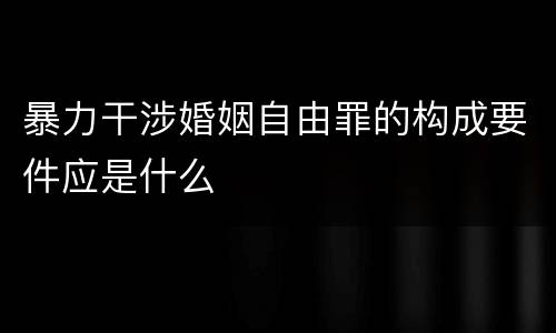 暴力干涉婚姻自由罪的构成要件应是什么