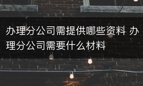 办理分公司需提供哪些资料 办理分公司需要什么材料