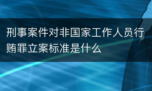 刑事案件对非国家工作人员行贿罪立案标准是什么