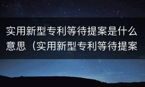 实用新型专利等待提案是什么意思（实用新型专利等待提案后是什么状态）