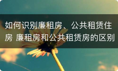 如何识别廉租房、公共租赁住房 廉租房和公共租赁房的区别
