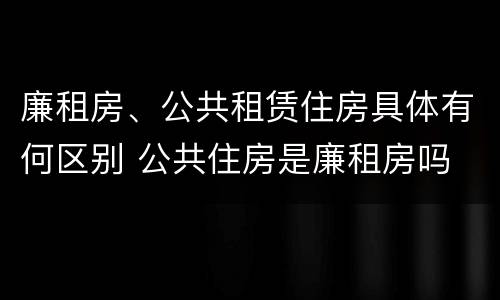 廉租房、公共租赁住房具体有何区别 公共住房是廉租房吗